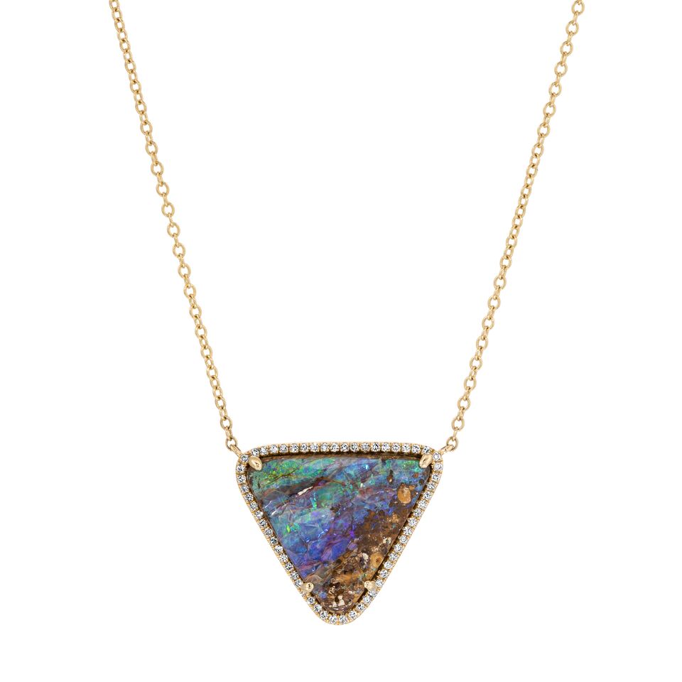 Australian Boulder Opal Diamond Triangle Necklace | Nina Segal Jewelry