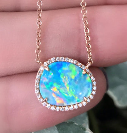 Organic Opal Diamond Necklace - Nina Segal Jewelry