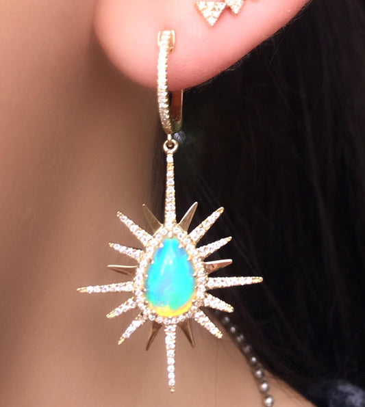 Opal Burst Diamond Drop Earrings - Nina Segal Jewelry