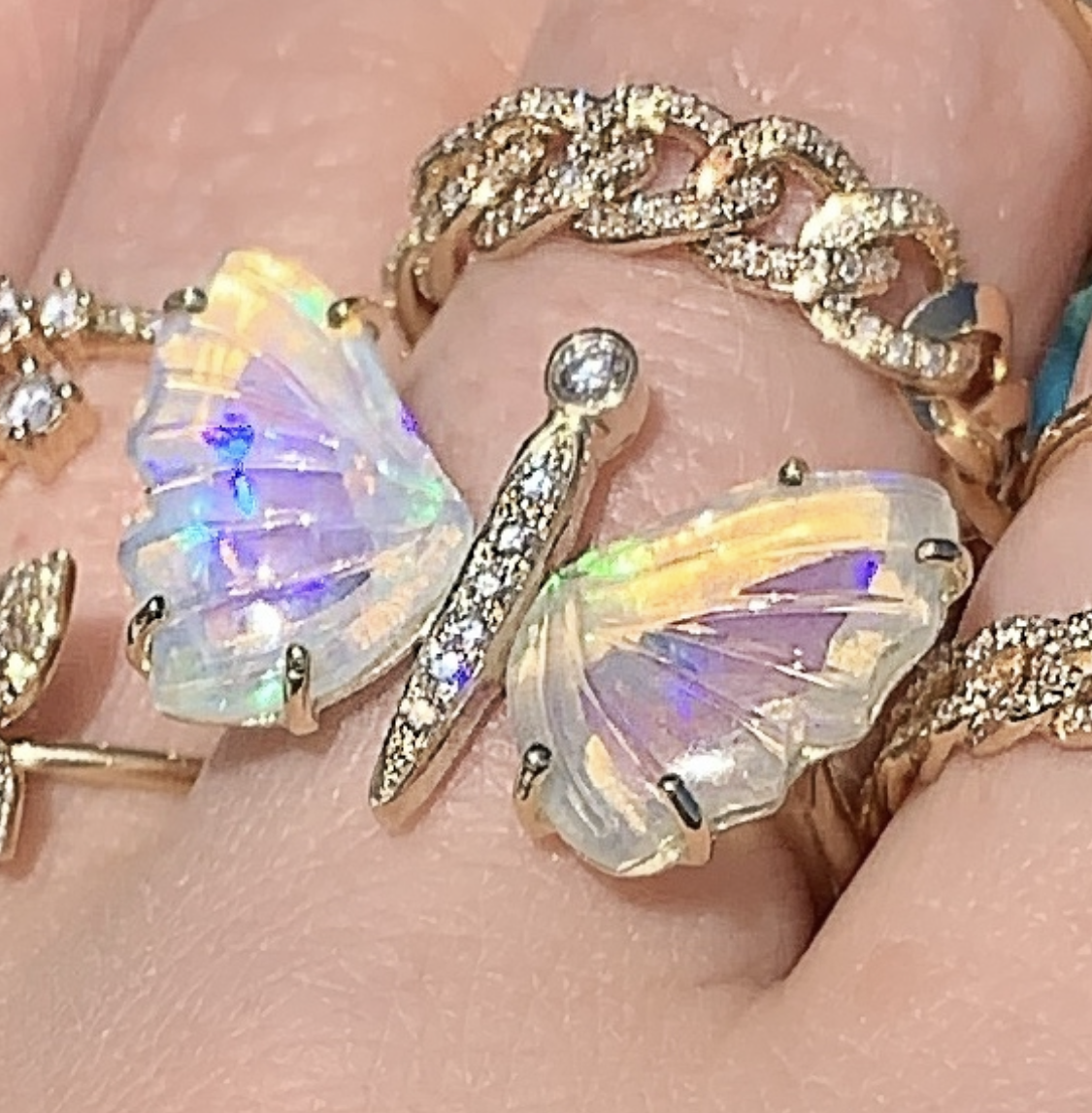 Ethiopian Opal Diamond Butterfly Ring - Nina Segal Jewelry