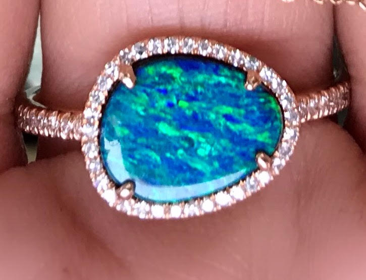 Organic Opal Ring With Diamonds - Nina Segal Jewelry