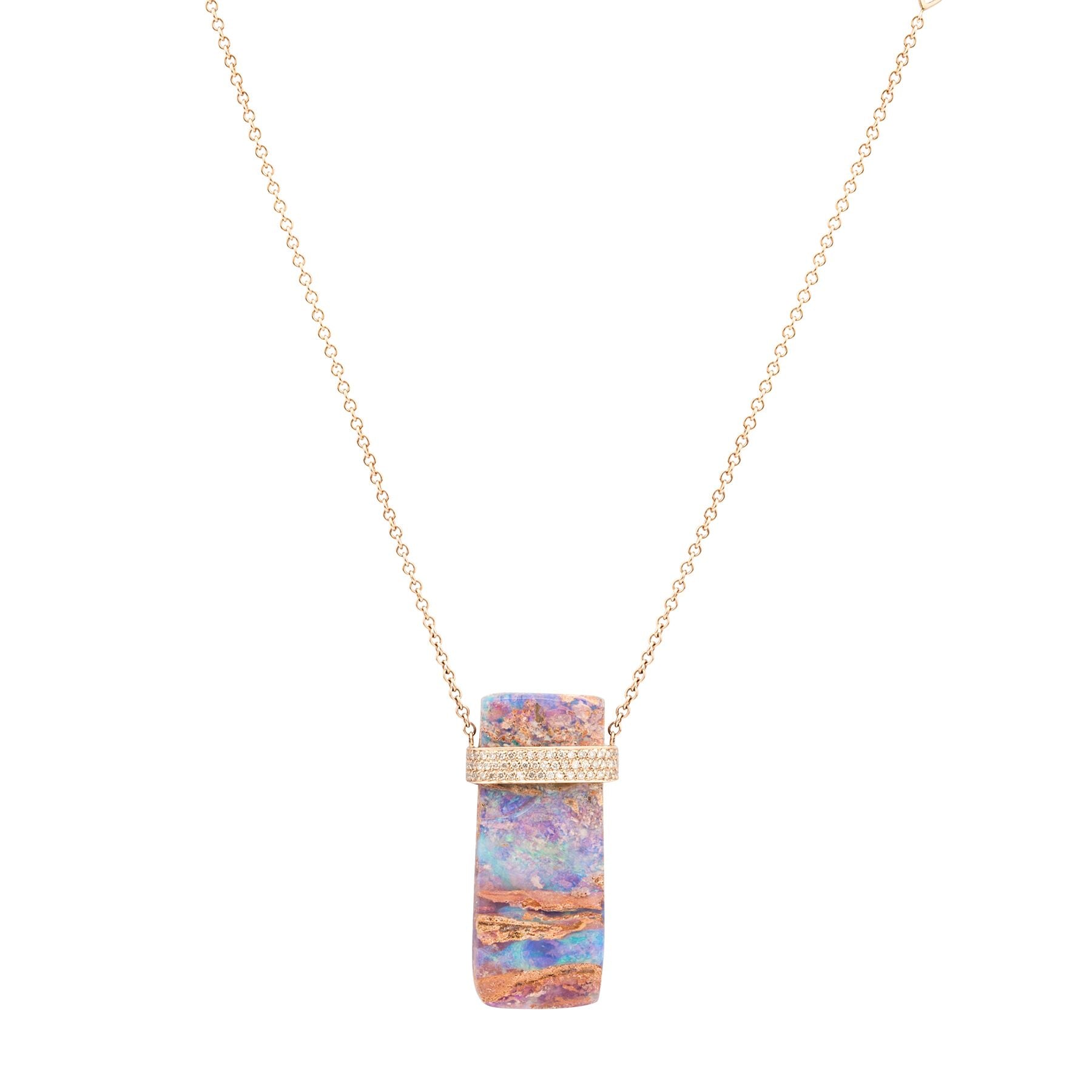 Sunset Boulder Opal Diamond Necklace - Nina Segal Jewelry