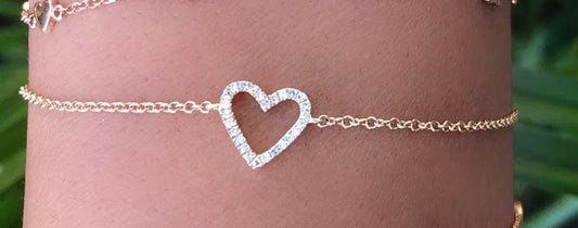 Diamond Open Heart Chain Bracelet - Nina Segal Jewelry