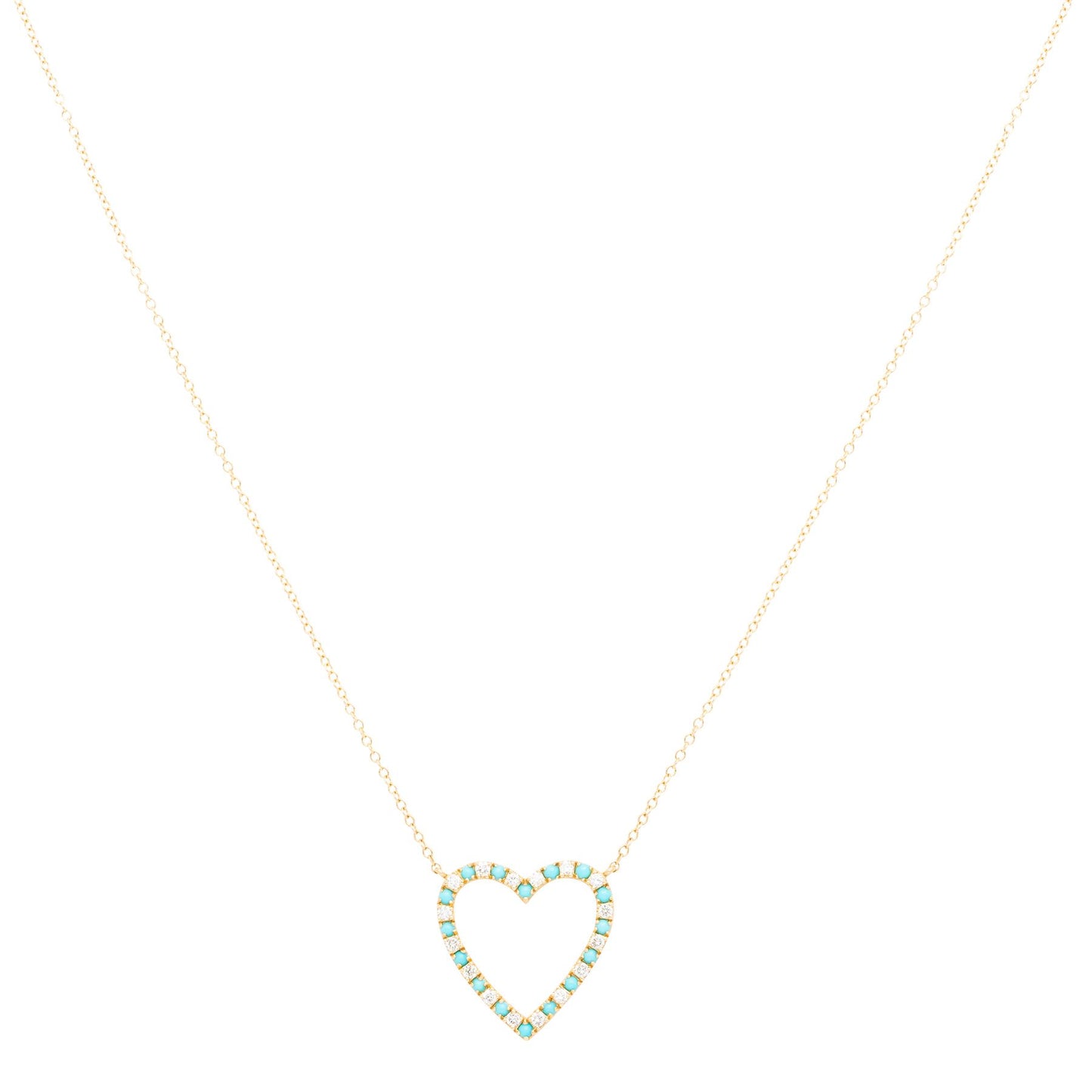 Turquoise Diamond Open Heart Necklace - Nina Segal Jewelry