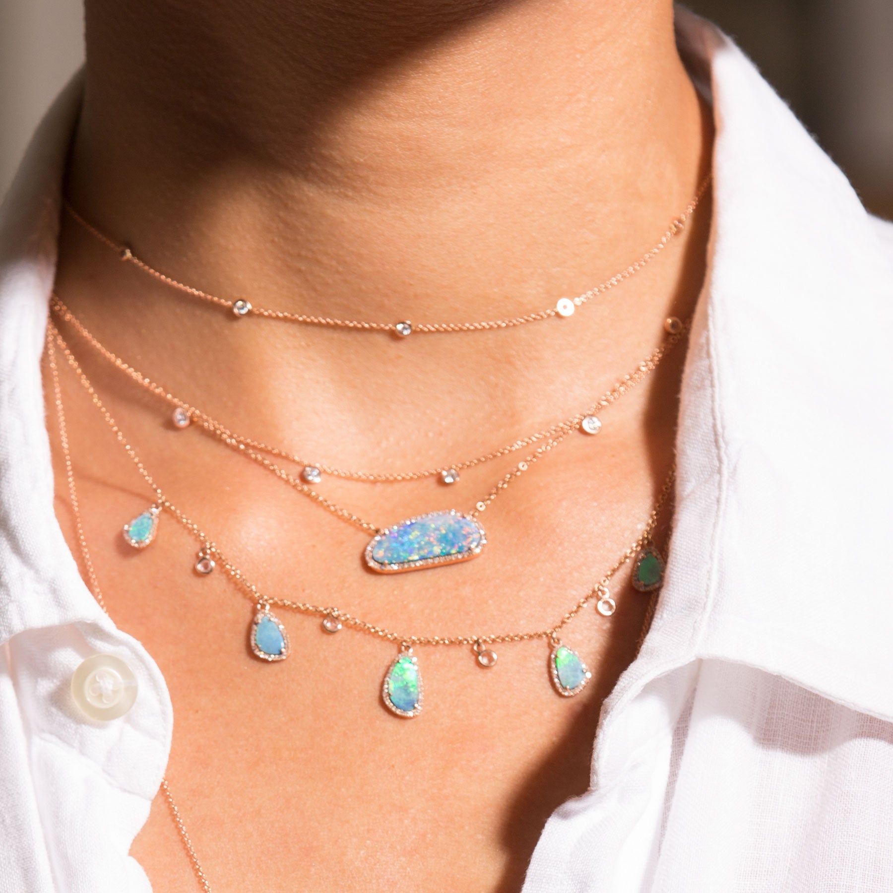 Opal and Diamond Drop Necklace - Nina Segal Jewelry