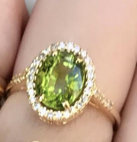 Peridot Oval Diamond Ring - Nina Segal Jewelry
