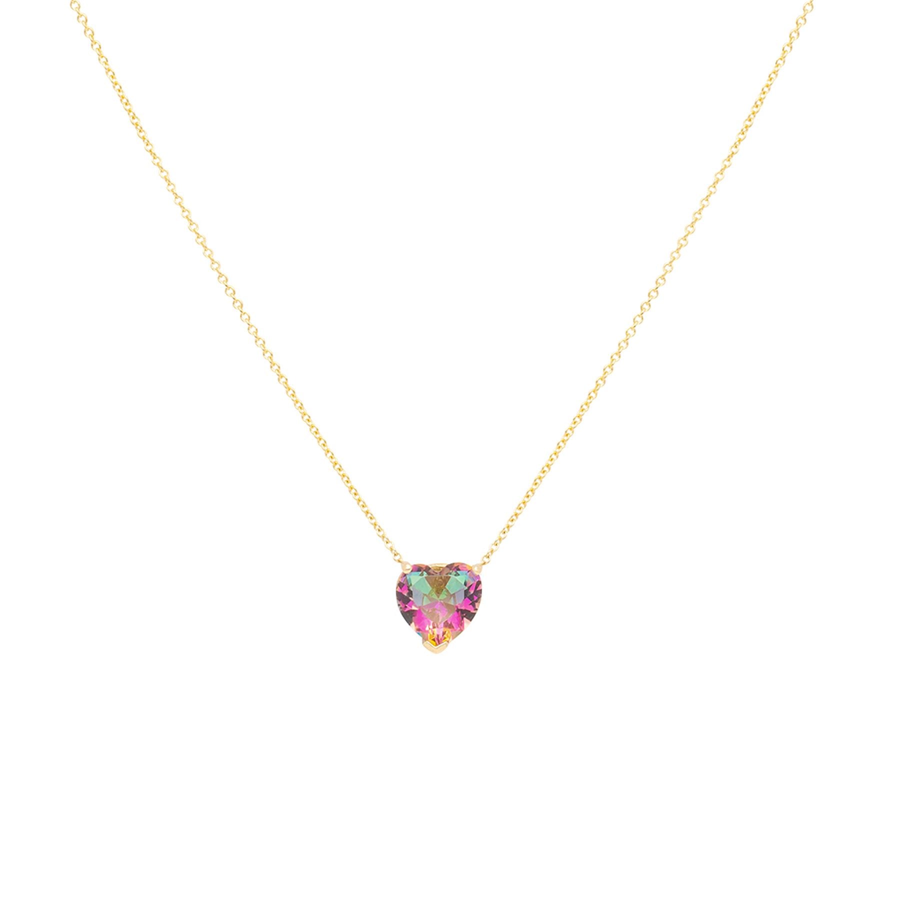 Pink Mystic Topaz Gem Candy Heart Necklace - Nina Segal Jewelry