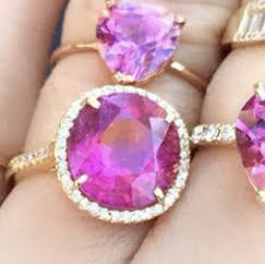 Hot Pink Tourmaline Diamond Round Ring - Nina Segal Jewelry