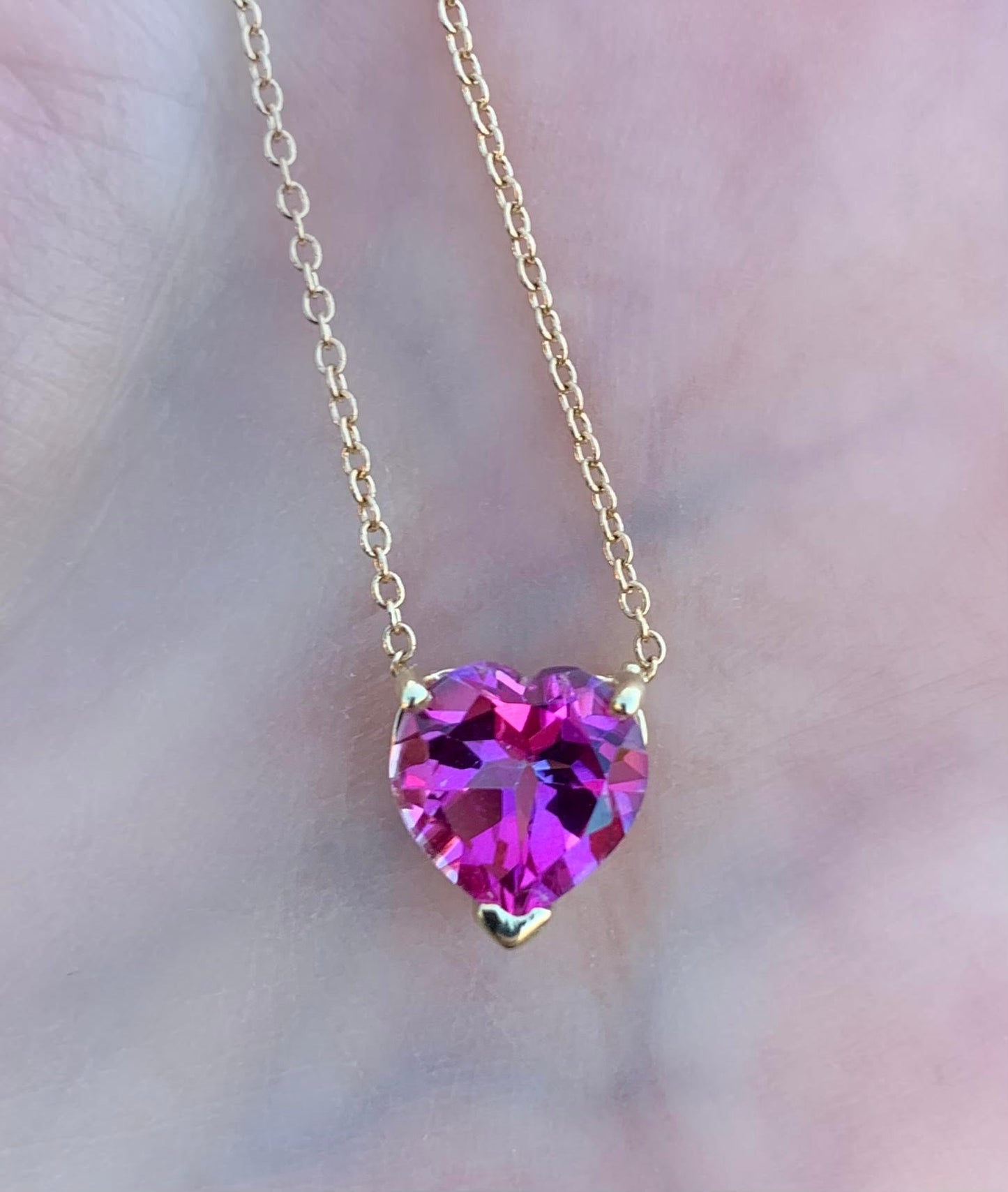 Pink Topaz Heart Gem Necklace - Nina Segal Jewelry