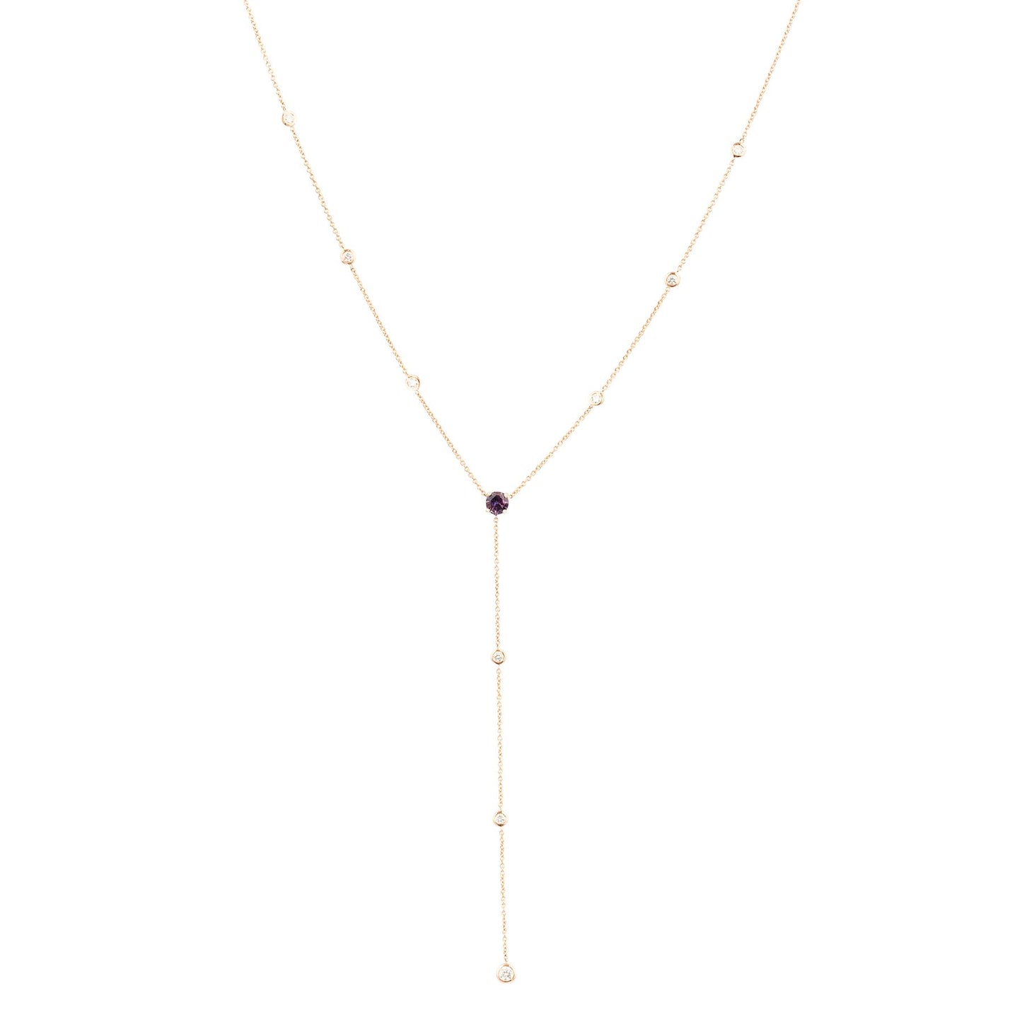 Gem Candy Purple Sapphire 9 Diamond Bezel Lariat - Nina Segal Jewelry