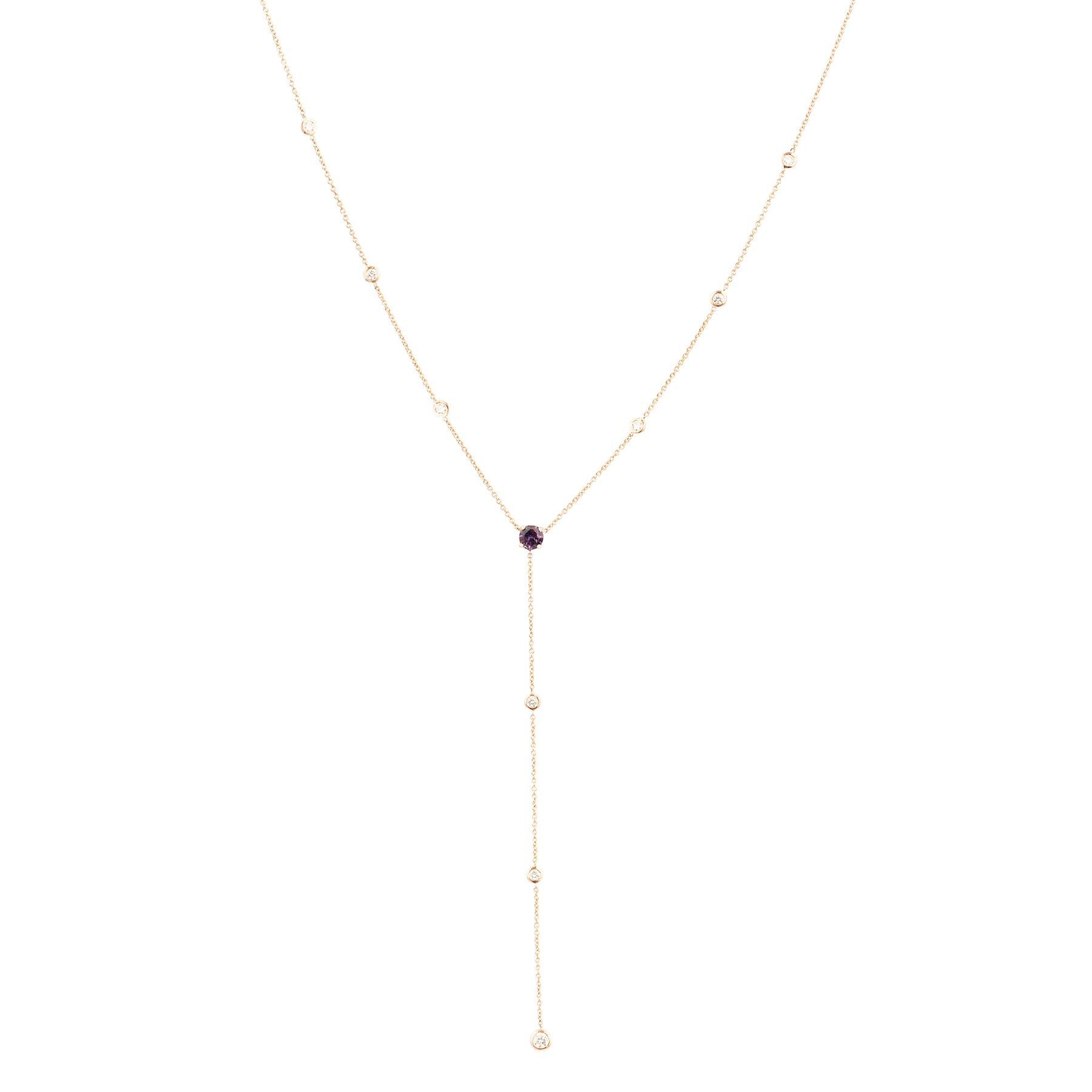 Gem Candy Purple Sapphire 9 Diamond Bezel Lariat - Nina Segal Jewelry