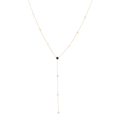 Gem Candy Purple Sapphire 9 Diamond Bezel Lariat - Nina Segal Jewelry