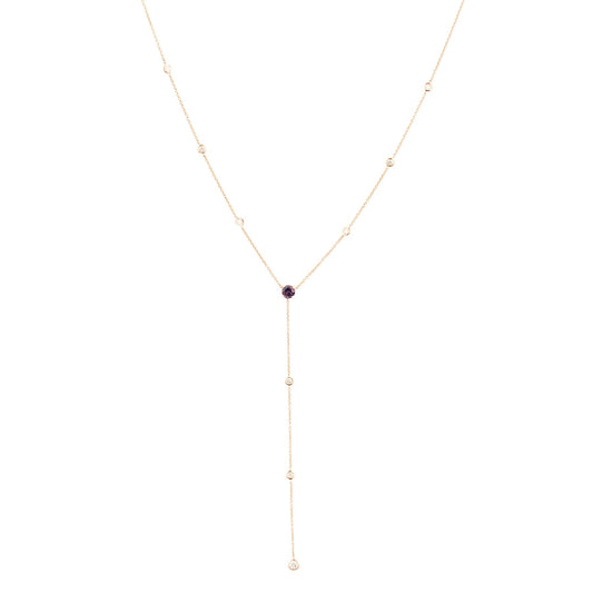 Gem Candy Purple Sapphire 9 Diamond Bezel Lariat - Nina Segal Jewelry