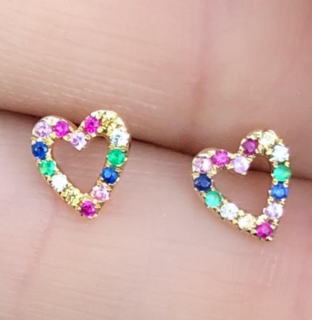 Rainbow Heart Studs - Nina Segal Jewelry