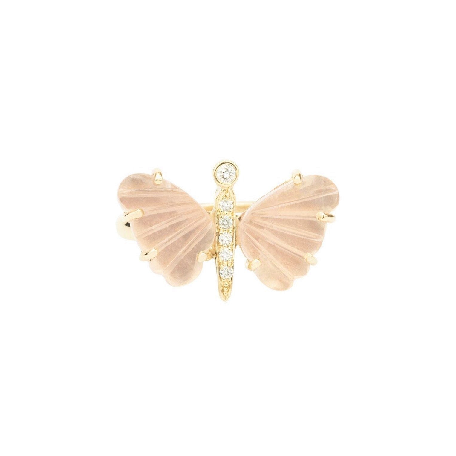 Rose Quartz Butterfly Diamond Ring - Nina Segal Jewelry