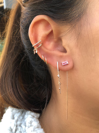 Pink Sapphire Baguette Threader Earrings - Nina Segal Jewelry