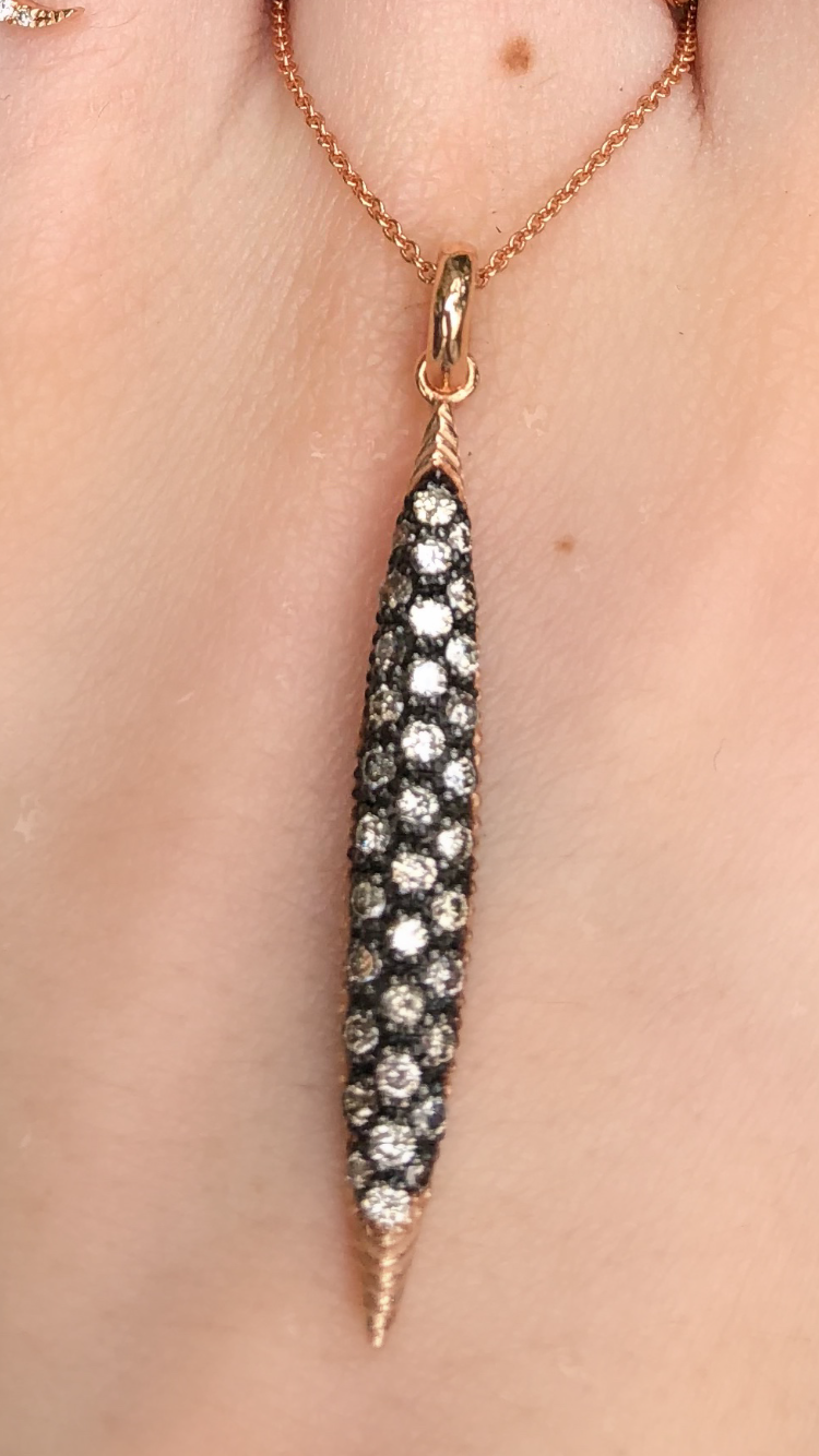 Rose Gold & Black Rhodium White Diamond Dagger Necklace - Nina Segal Jewelry