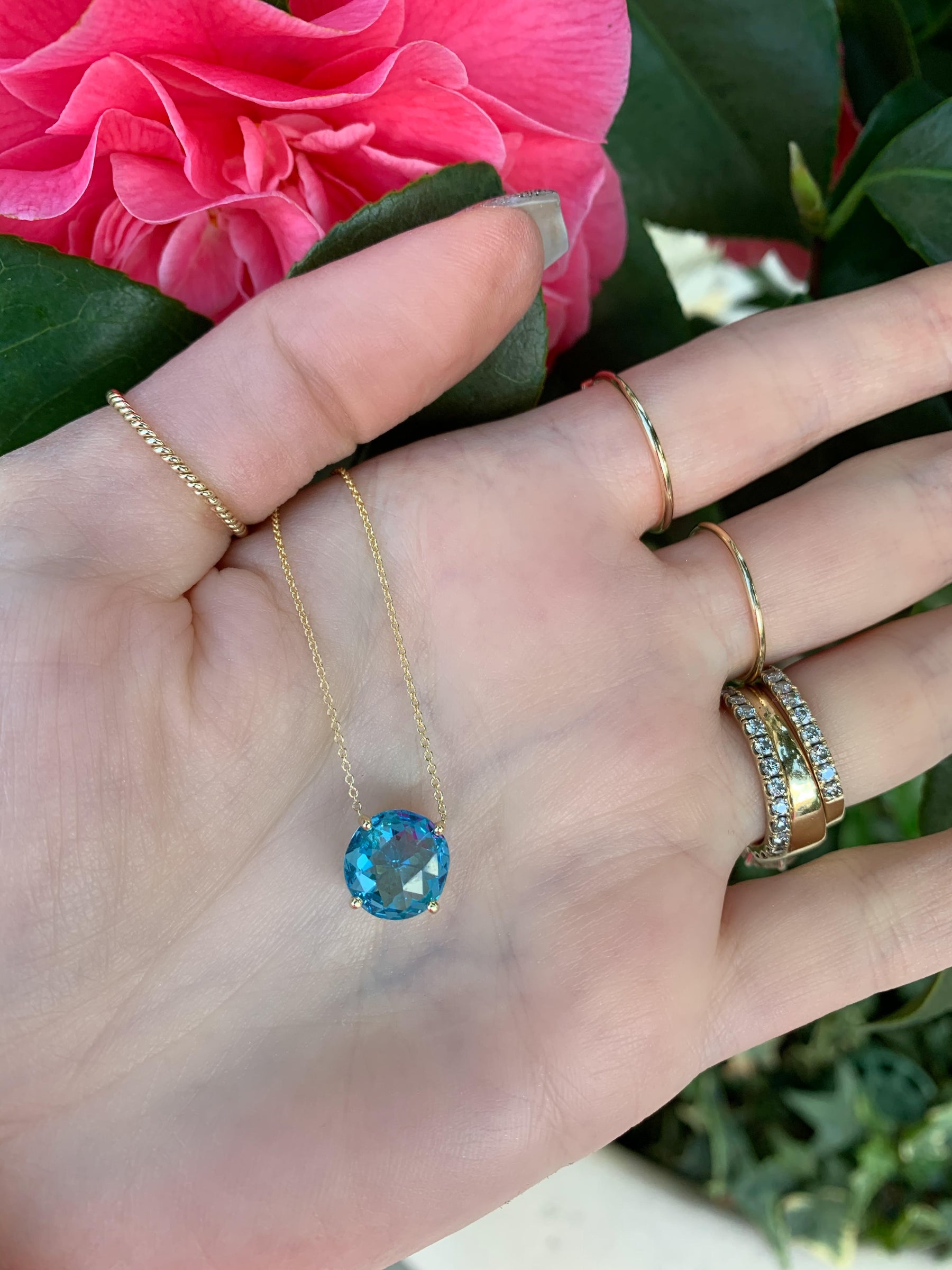 Gem Candy Sky Blue Topaz Round Necklace - Nina Segal Jewelry