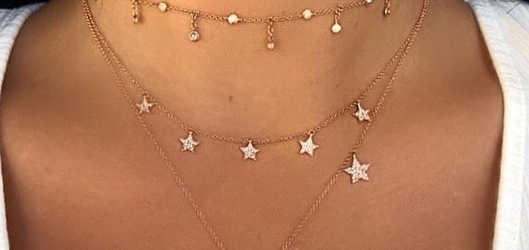 Five Diamond Star Drop Necklace - Nina Segal Jewelry