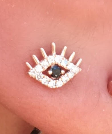 Liven Tiny Diam Evil Eye Studs With Lashes - Nina Segal Jewelry