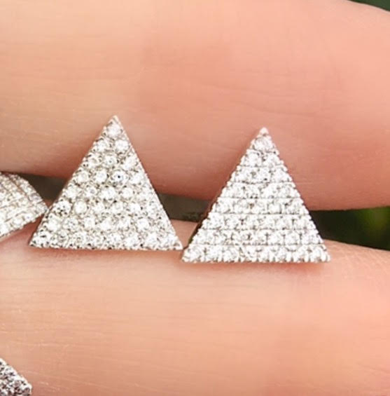XL Diamond Pave Triangle Studs - Nina Segal Jewelry