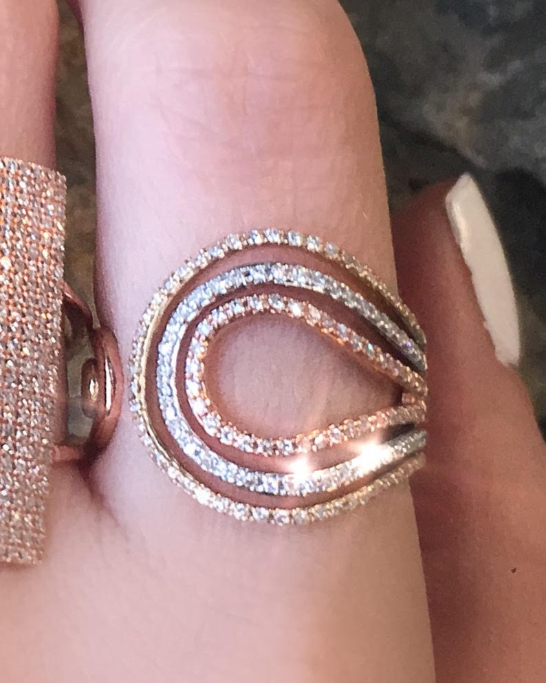 Trigold Pave Diamond Swirl Ring - Nina Segal Jewelry