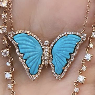 Turquoise Butterfly Diamond Necklace - Nina Segal Jewelry