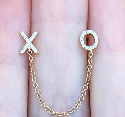 XO Diamond Studs Chain Connecting - Nina Segal Jewelry