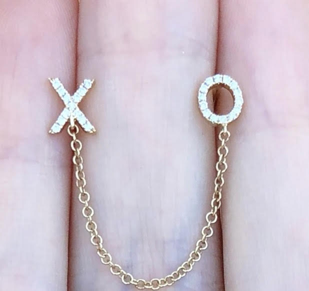 XO Diamond Studs Chain Connecting - Nina Segal Jewelry