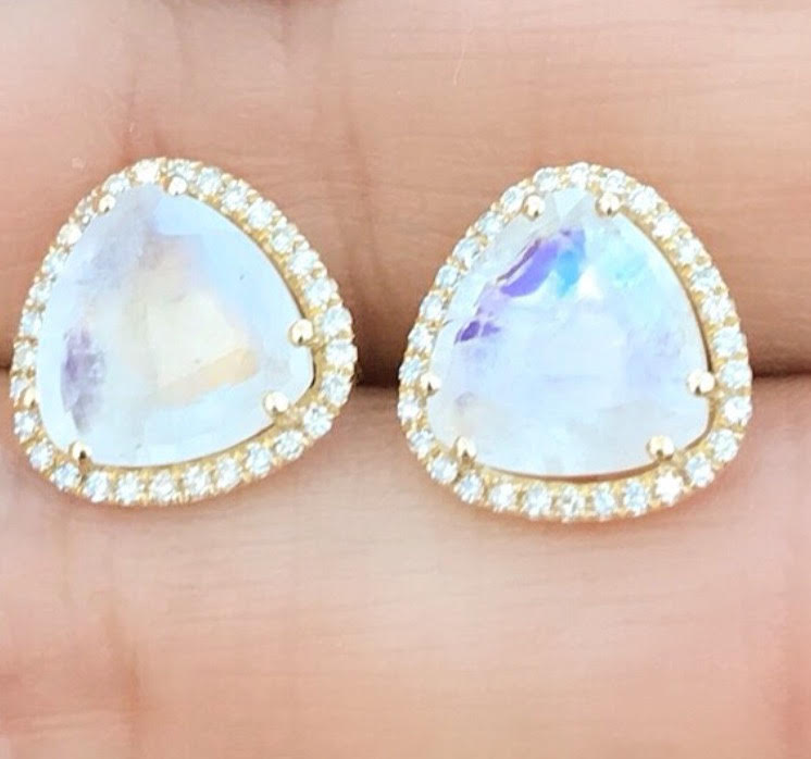 Organic Moonstone Diamond Studs - Nina Segal Jewelry