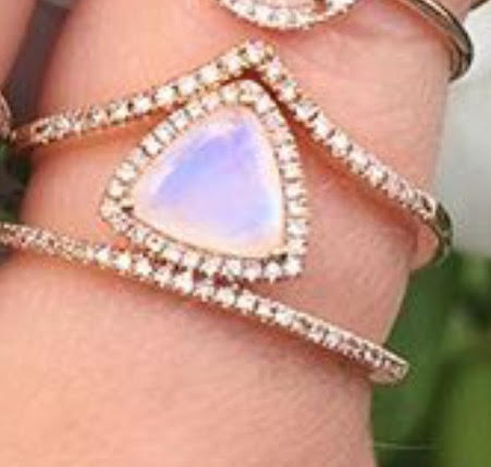 Triangle Moonstone Diamond Stacker Ring - Nina Segal Jewelry