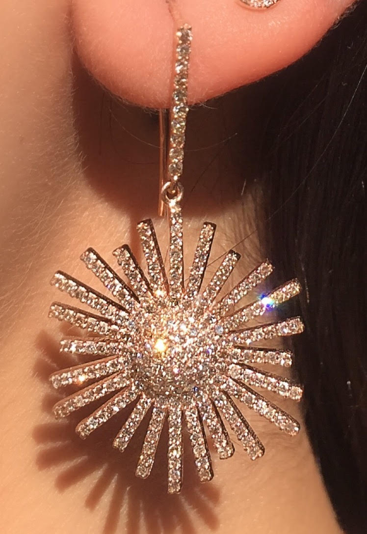 Diamond Dangle Sunburst Earrings - Nina Segal Jewelry