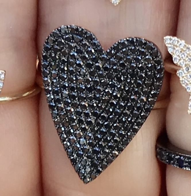 Large Black Diamond Pave Heart Ring - Nina Segal Jewelry