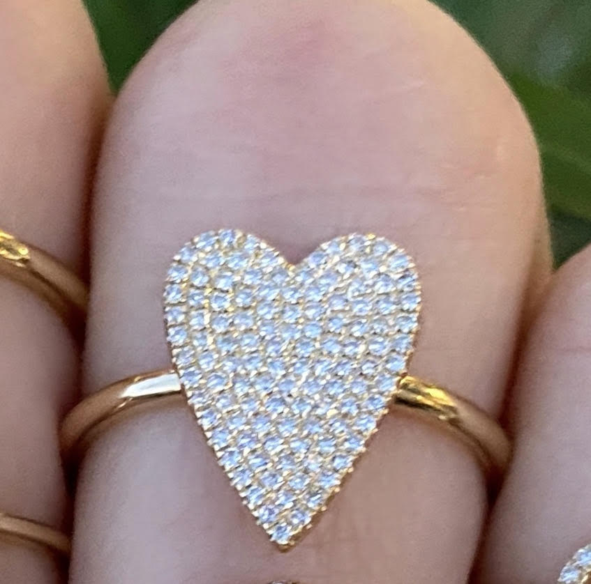 Long Pave Diamond Heart Ring - Nina Segal Jewelry