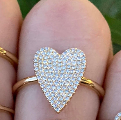 Long Pave Diamond Heart Ring - Nina Segal Jewelry