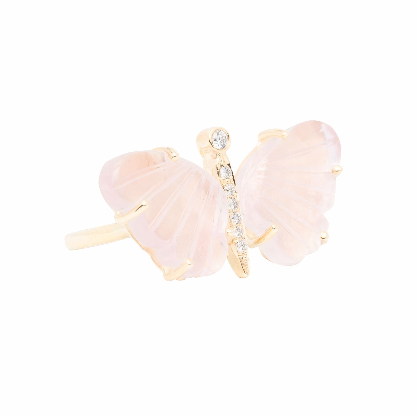 Medium Rose Quartz Diamond Butterfly Ring - Nina Segal Jewelry